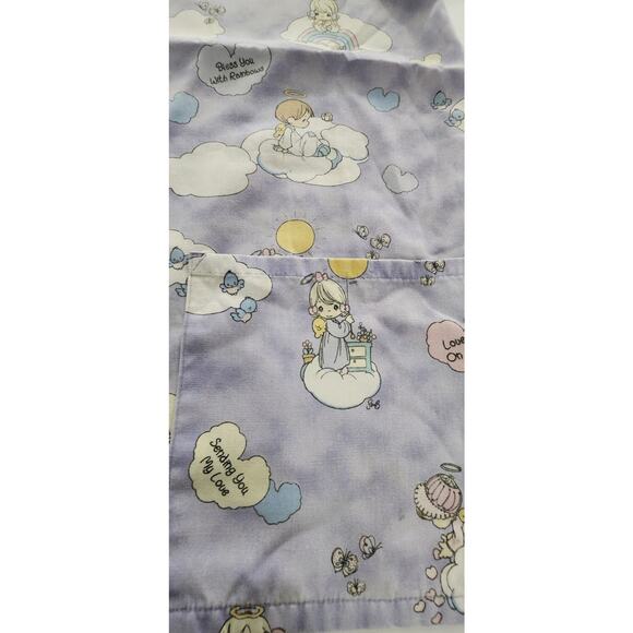 Nurse Vet Tech Dental Scrub V-Neck Top Precious Moments Lilac Purple Angels XL - Picture 9 of 11